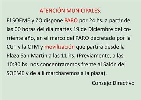 Este martes SOEME y otros gremios siguen de paro