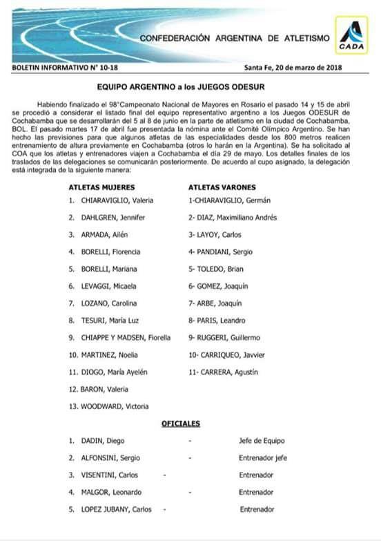 Joaquin Arbe convocado a los Juegos ODESUR