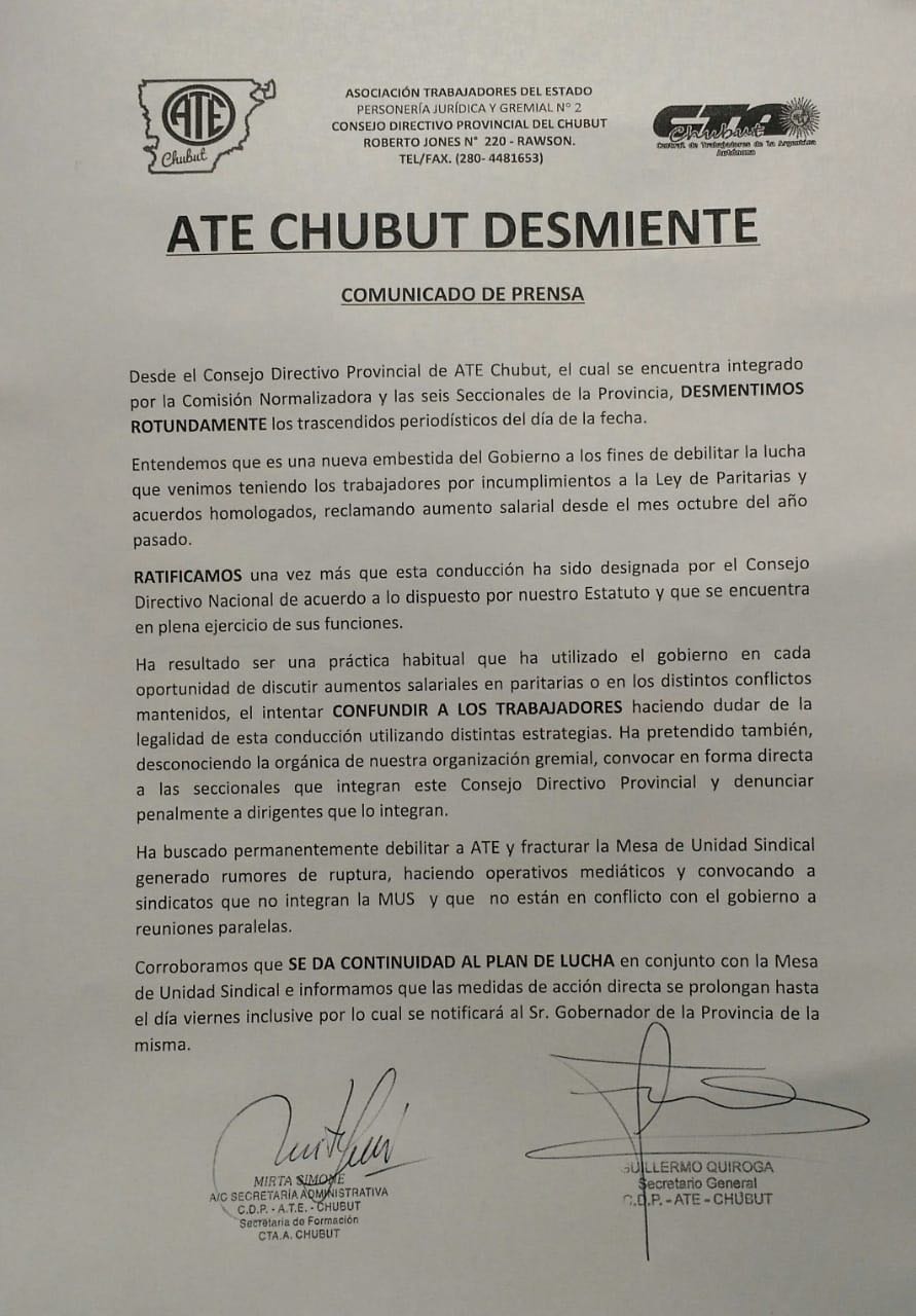 Quiroga y Hompanera se adjudican la conducción de ATE Chubut