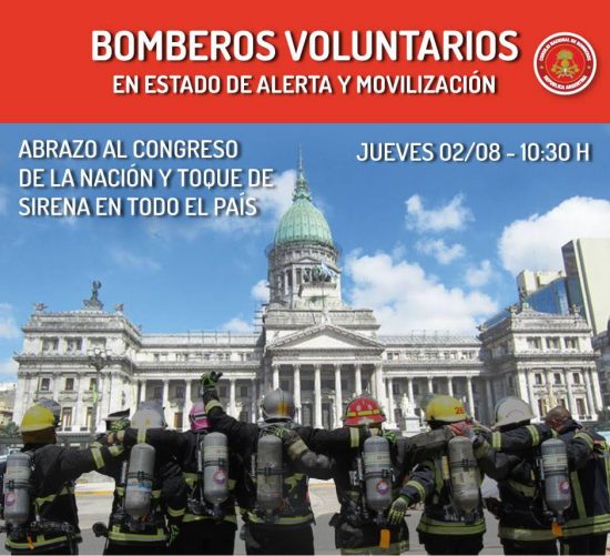 Bomberos realizan abrazo simbólico al Congreso Nacional