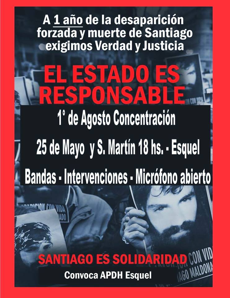 El muñeco también recuerda a Santiago Maldonado
