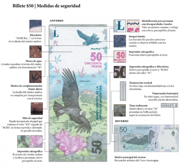 El cóndor andino en el nuevo billete de $50