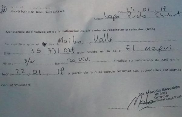 Fin del aislamiento para Mailen, dolor y gratitud
