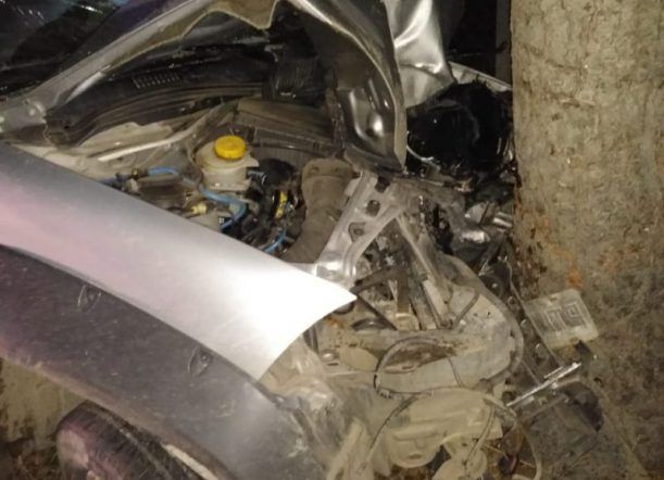 Un auto chocó contra un árbol camino a La Hoya