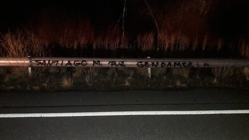 Incendio intencional y pintadas por Maldonado en ruta 40