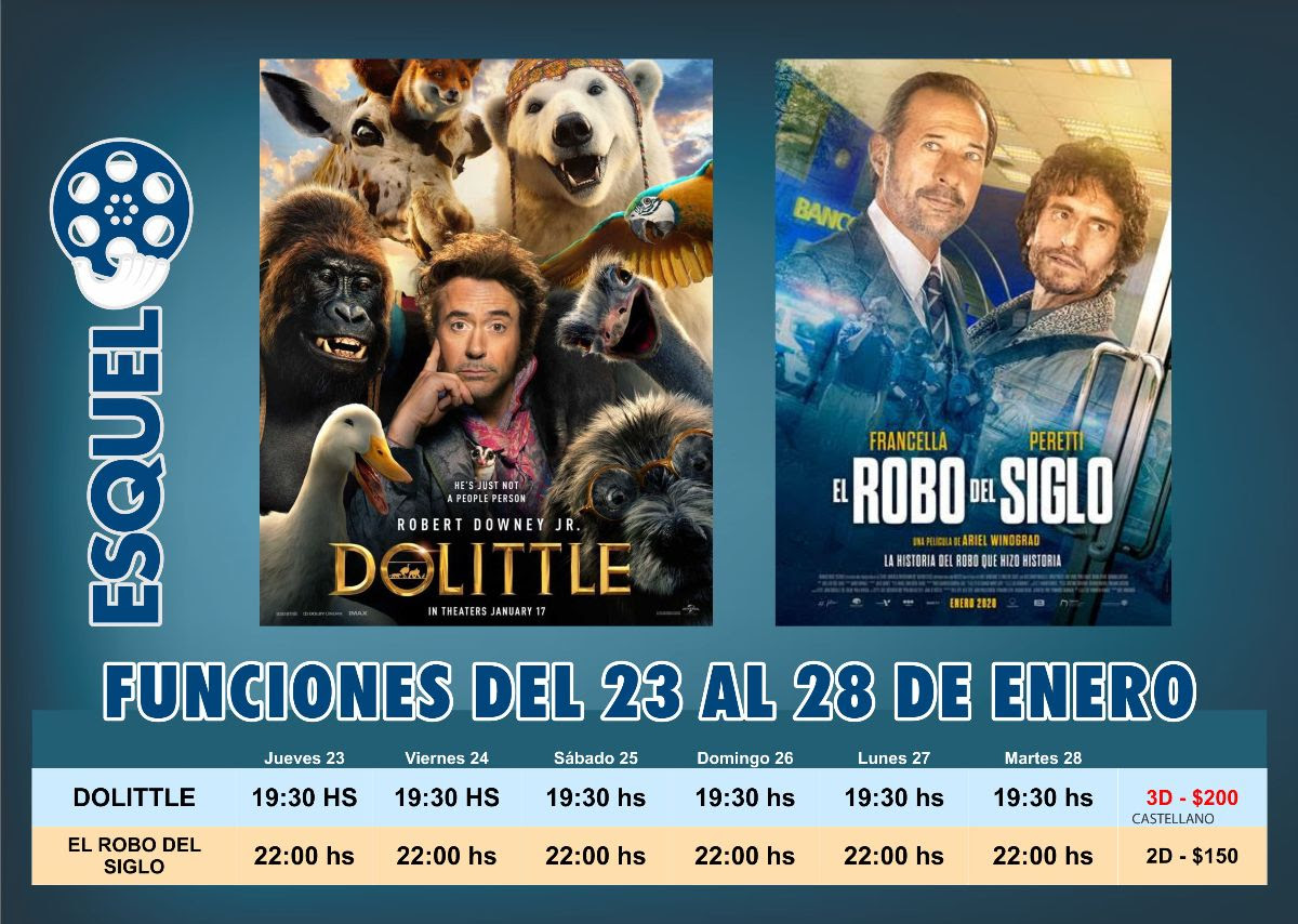 Cine de Esquel: Estreno nacional de “Dolittle”