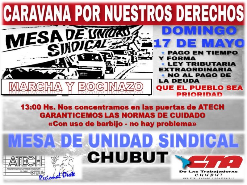 Mesa de Unidad Sindical convoca a una caravana y bocinazo