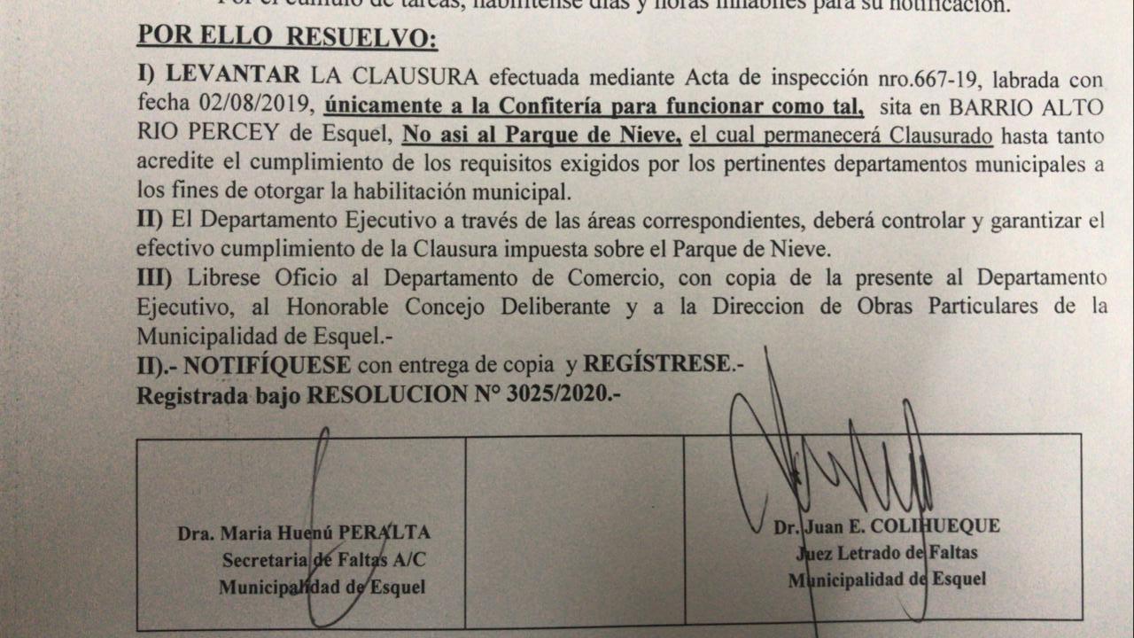 Monte Bianco: El juez de faltas habilitó únicamente la confitería