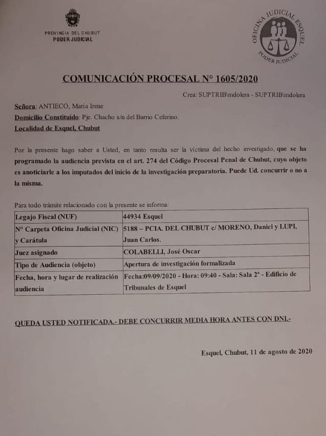 Antieco habló del error judicial y del inicio del debate