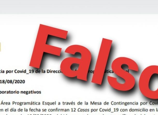 Advierten sobre la circulación de un reporte FALSO sobre COVID