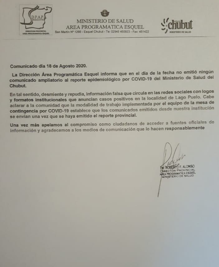 Advierten sobre la circulación de un reporte FALSO sobre COVID