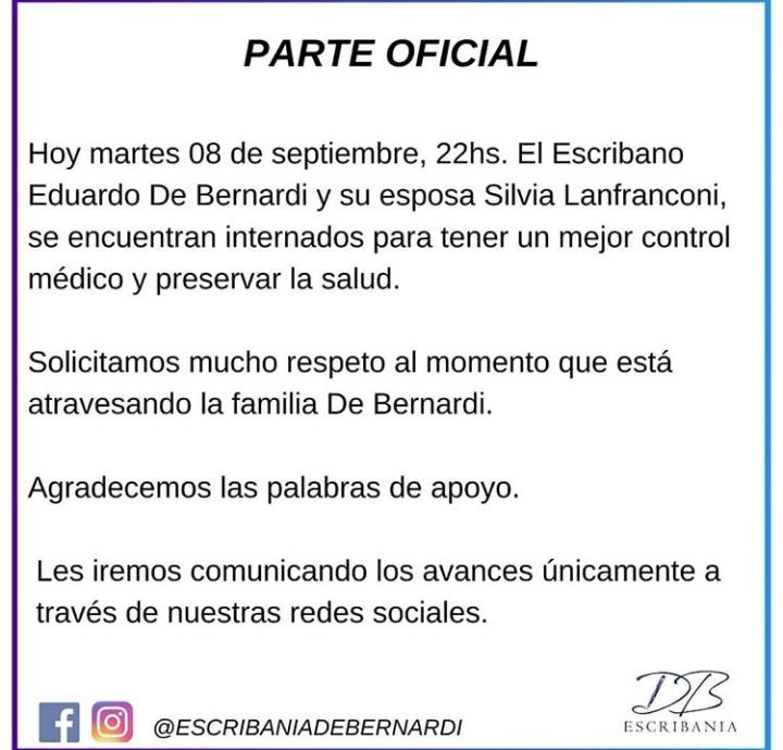 Definieron la internación del escribano De Bernardi y su esposa