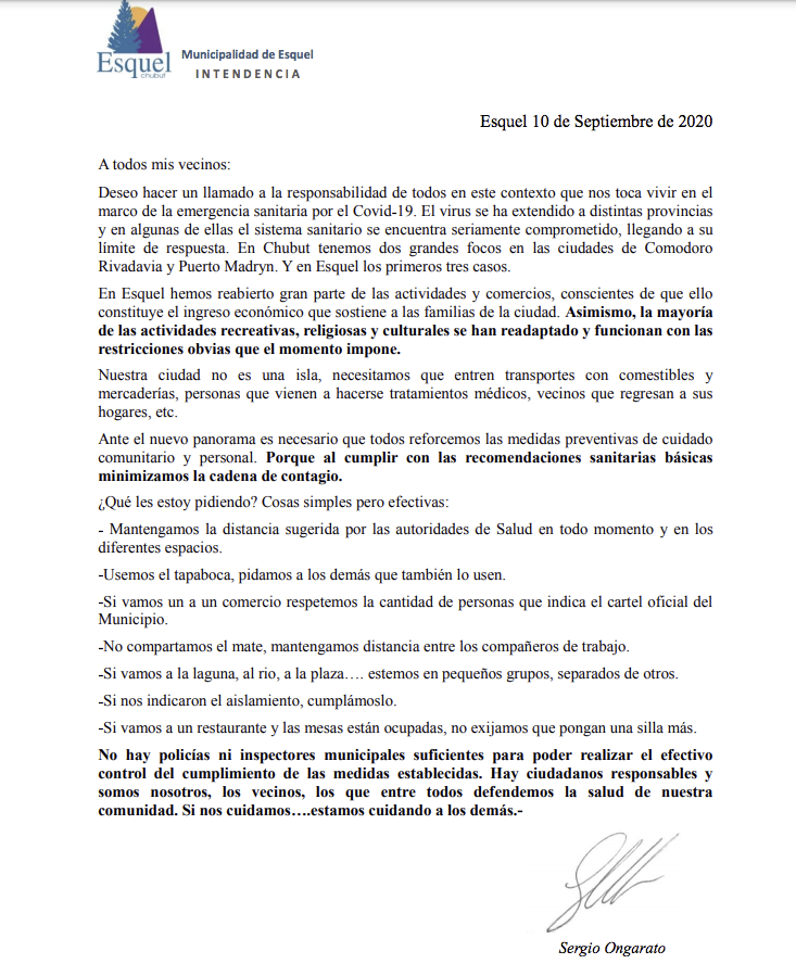 “Con responsabilidad minimizamos la cadena de contagio”