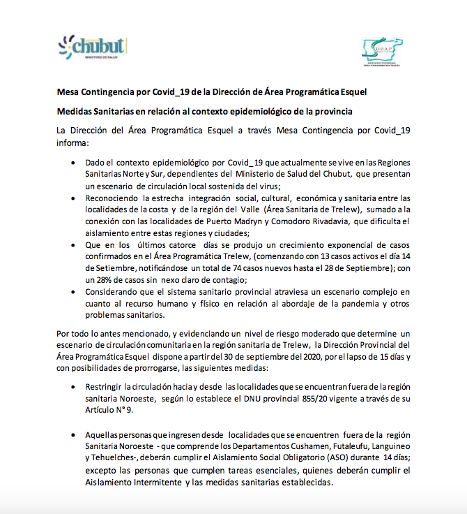 Aislamiento: Será obligatorio para quien no pertenezca al Noroeste