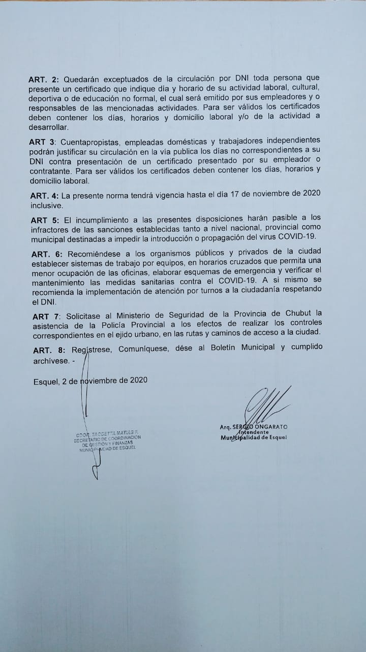 En detalle: La resolución que rige el movimiento en Esquel