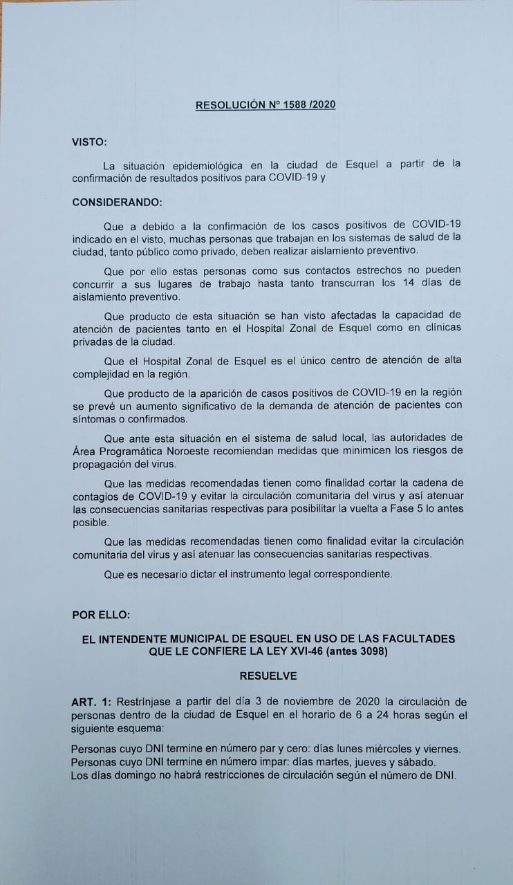 En detalle: La resolución que rige el movimiento en Esquel