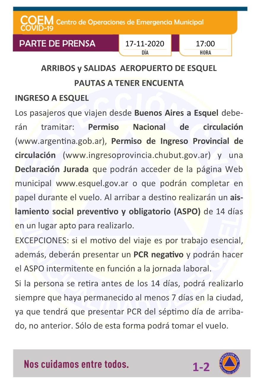 Casi completo, llega hoy el vuelo de Aerolíneas a Esquel