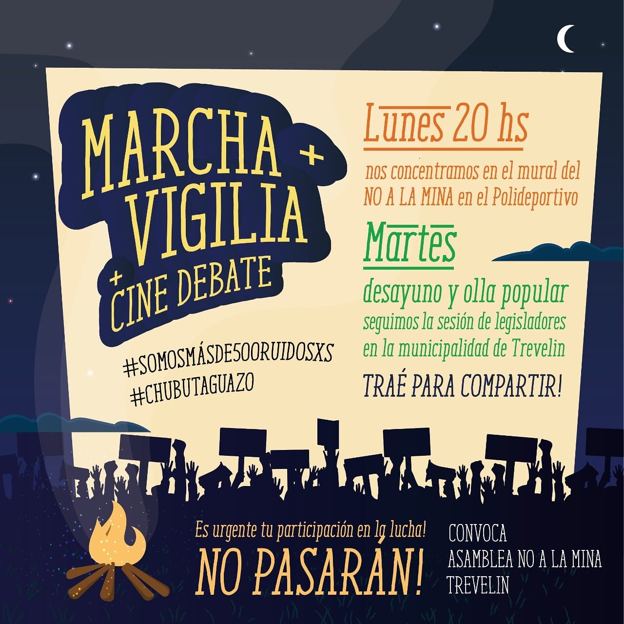 Trevelin: Marcha y vigilia del NO a la Mina