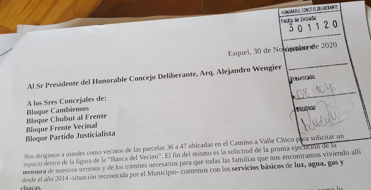 Vecinos de Valle Chico, al Concejo en reclamo de servicios