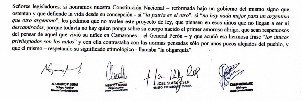 Obispos piden a senadores que "escuchen"