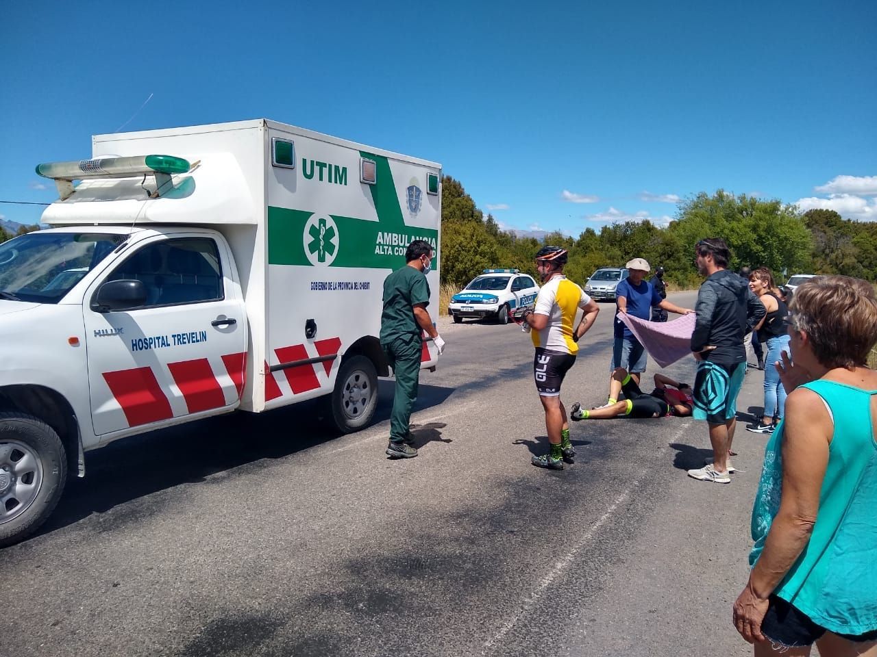 El Ciclista fue trasladado al Hospital de Trevelin (El Choike Noticias)
