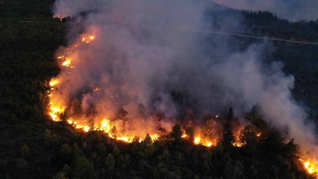 Intenso trabajo para contener un incendio en la zona de El Maitén (Nico Cortéz )