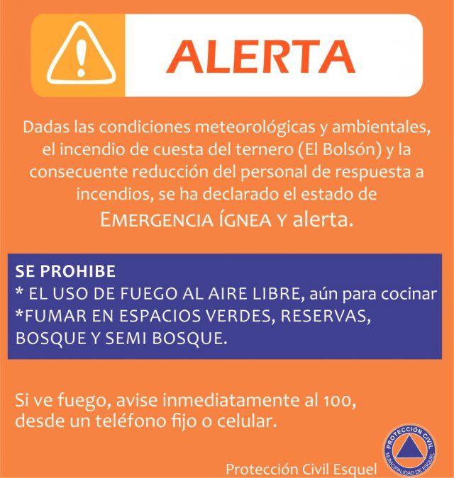 Declaran la Emergencia ígnea en Esquel