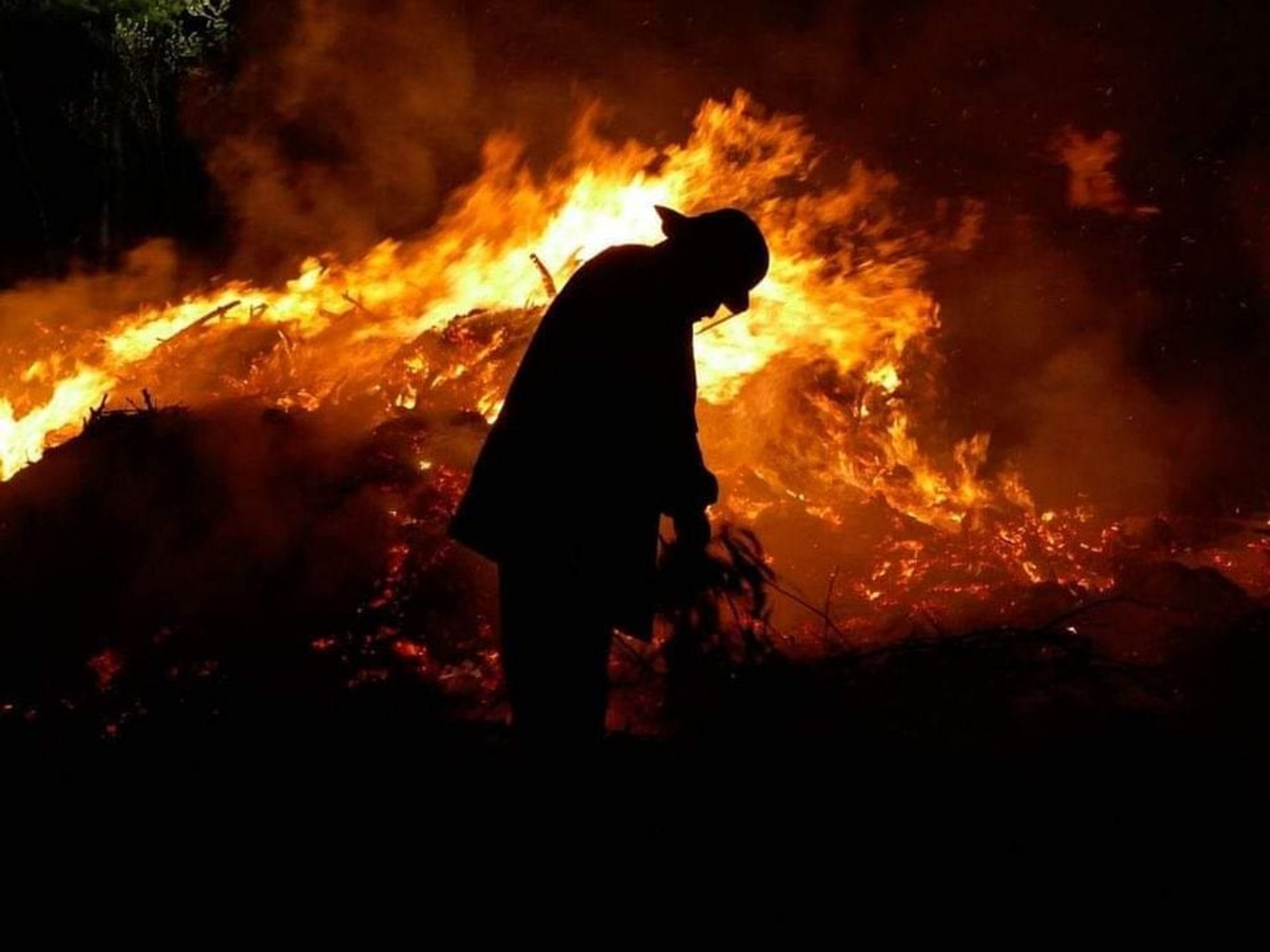 El incendio avanzó a la Rinconada Nahuelpan pero no afectó viviendas (Bomberos Voluntarios El Bolsón )