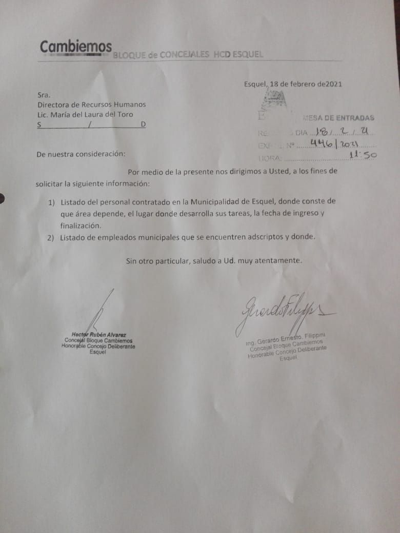 Piden informe sobre contratados y adscriptos en el municipio