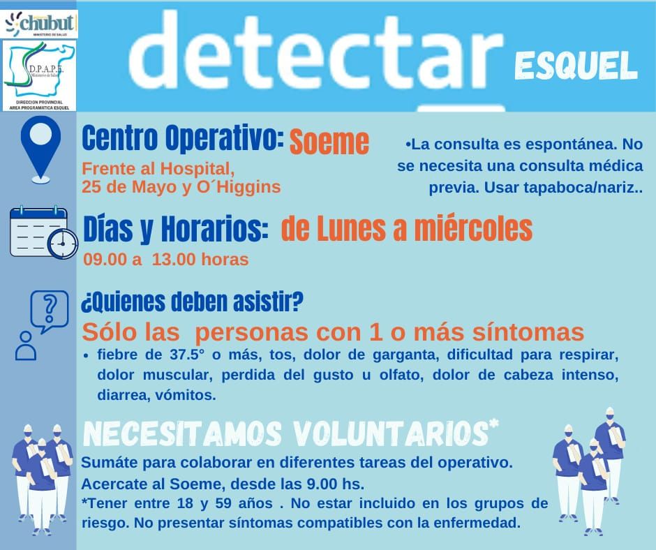 El Plan Detectar en Esquel convoca más voluntarios