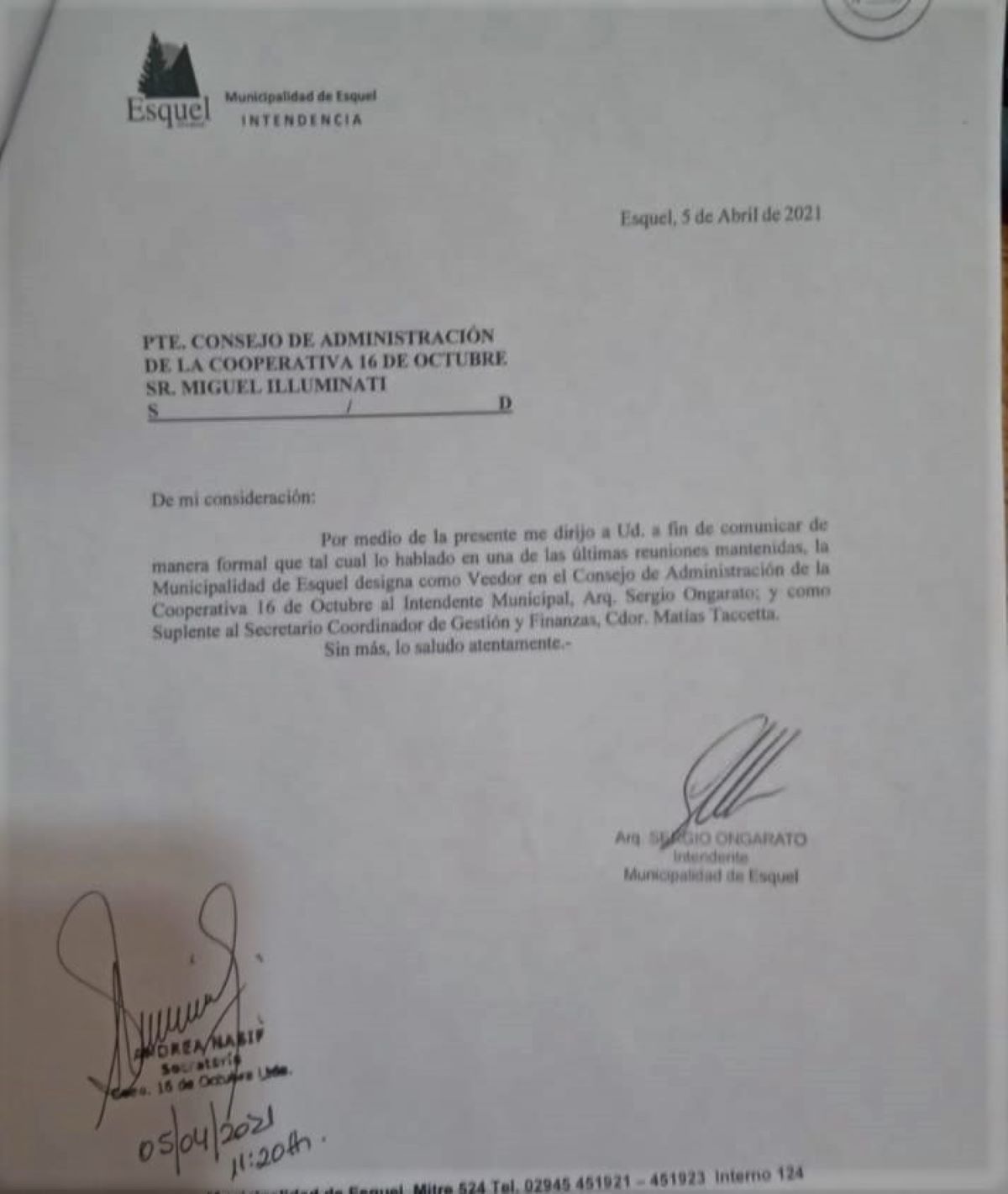 Ongarato y Taccetta son los nuevos veedores municipales en la Coop 16