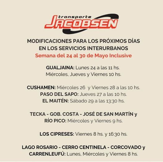 Horarios del transporte interurbano