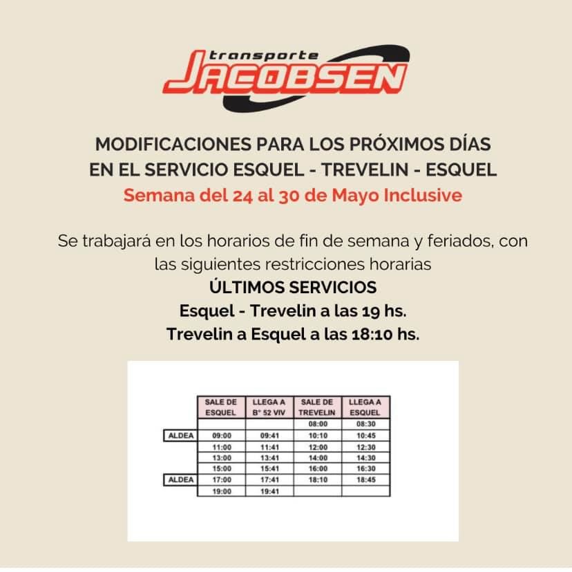 Horarios del transporte interurbano