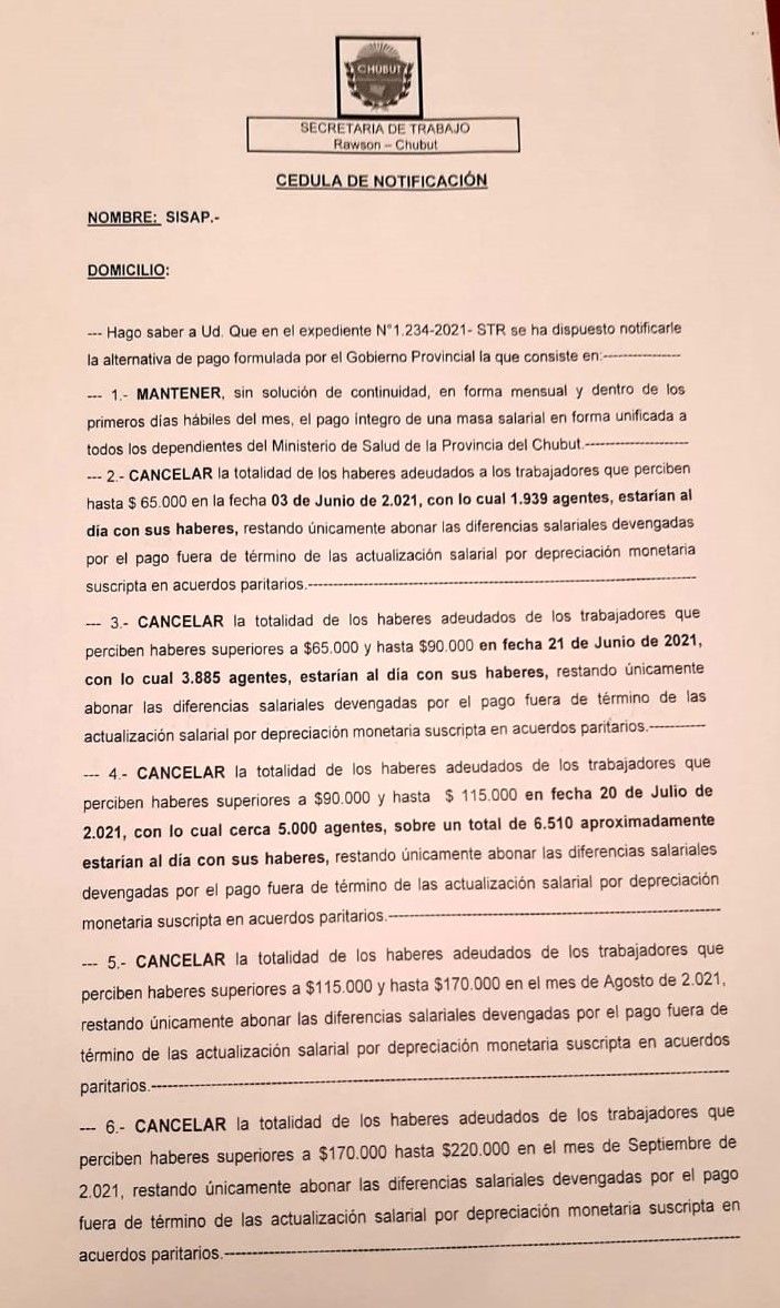 Propuesta de pago en etapas a gremios de salud