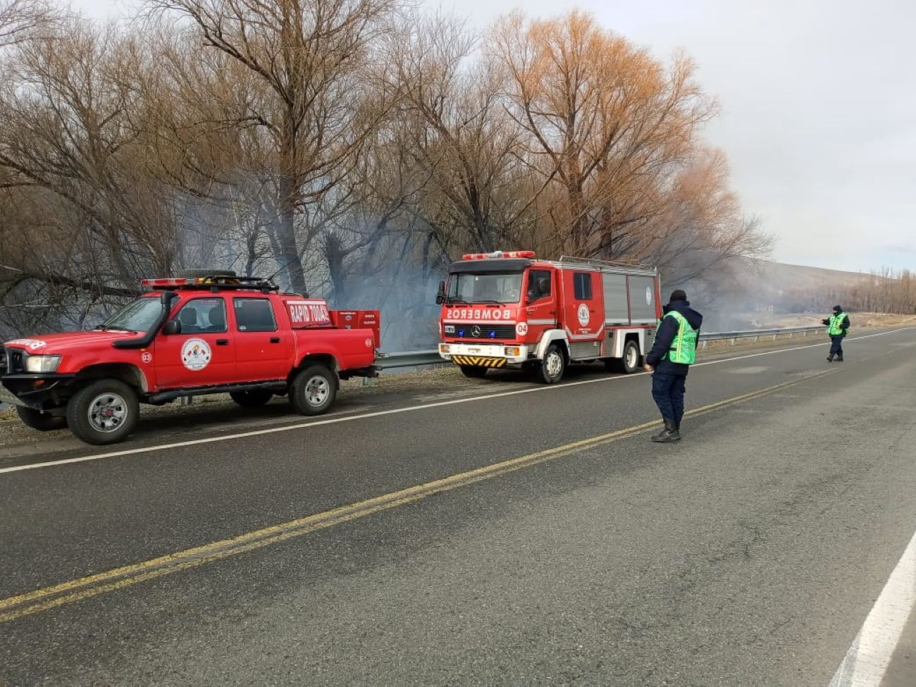 Sofocan un incendio al costado de la ruta 40 camino a Tecka (Policía del Chubut)