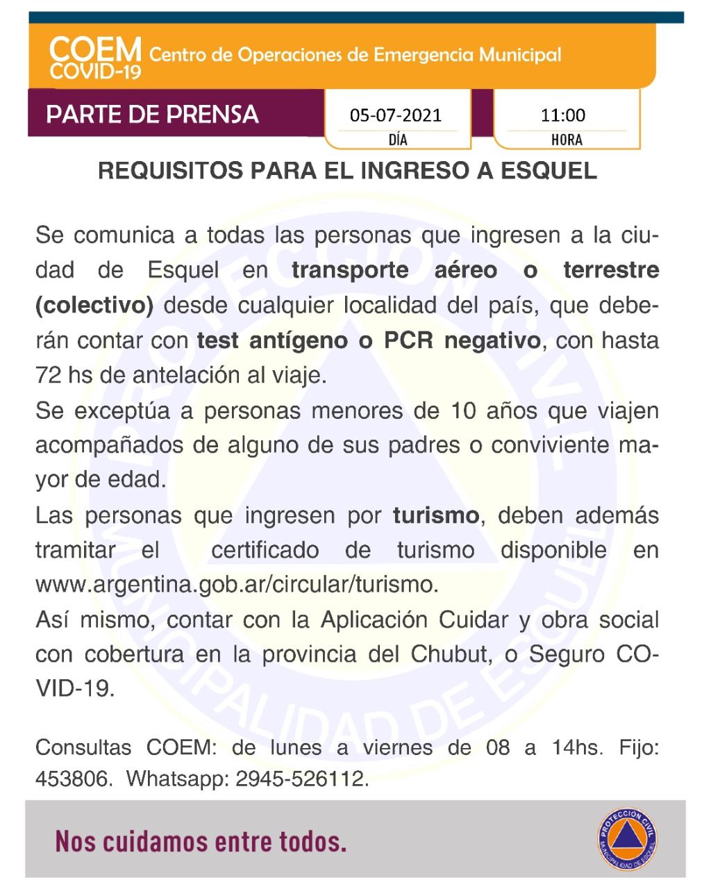 Requisitos para el ingreso a Esquel
