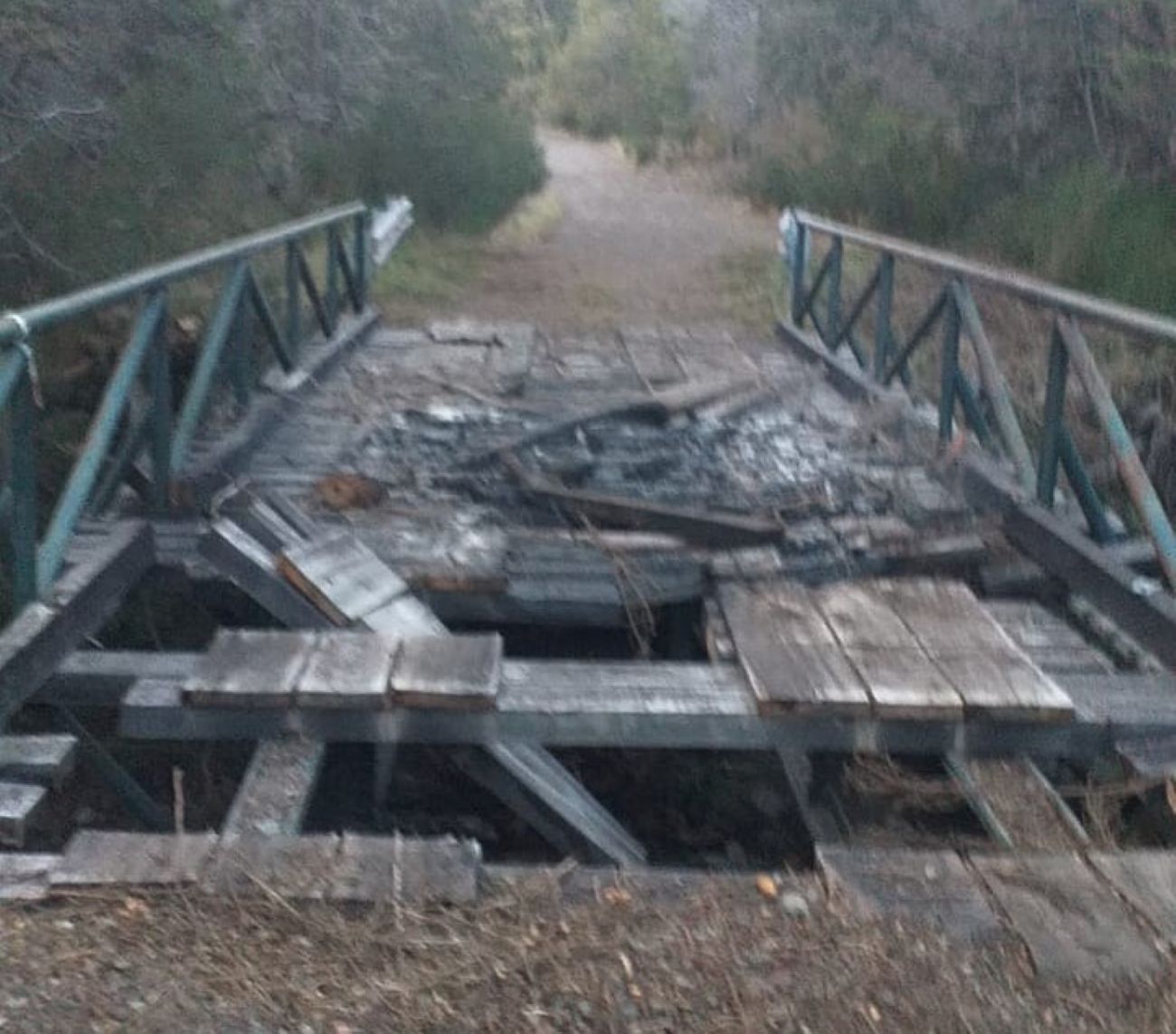 Los Alerces: la Lof Pailako admite la destrucción del puente y habla de "autodefensa" (Julieta Morales (Twitter))