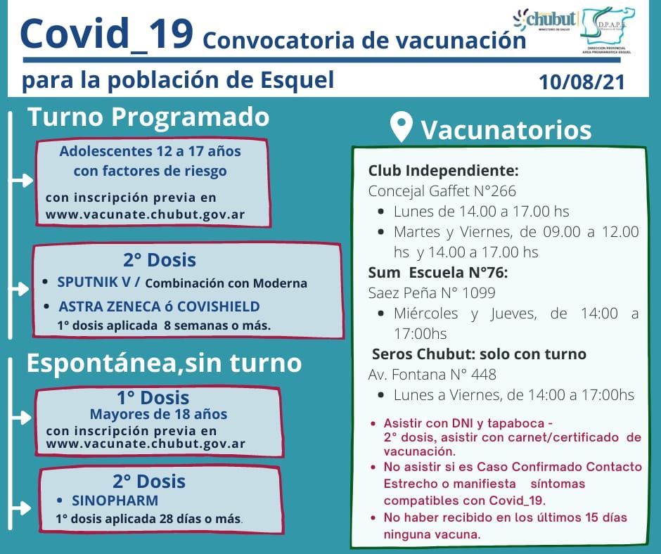Todo lo que tenés que saber sobre la vacunación en Esquel