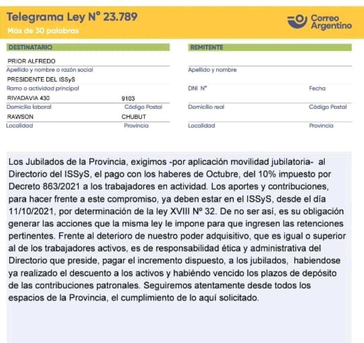 ISSyS pagará a los jubilados el 10% de aumento a través de complementarias