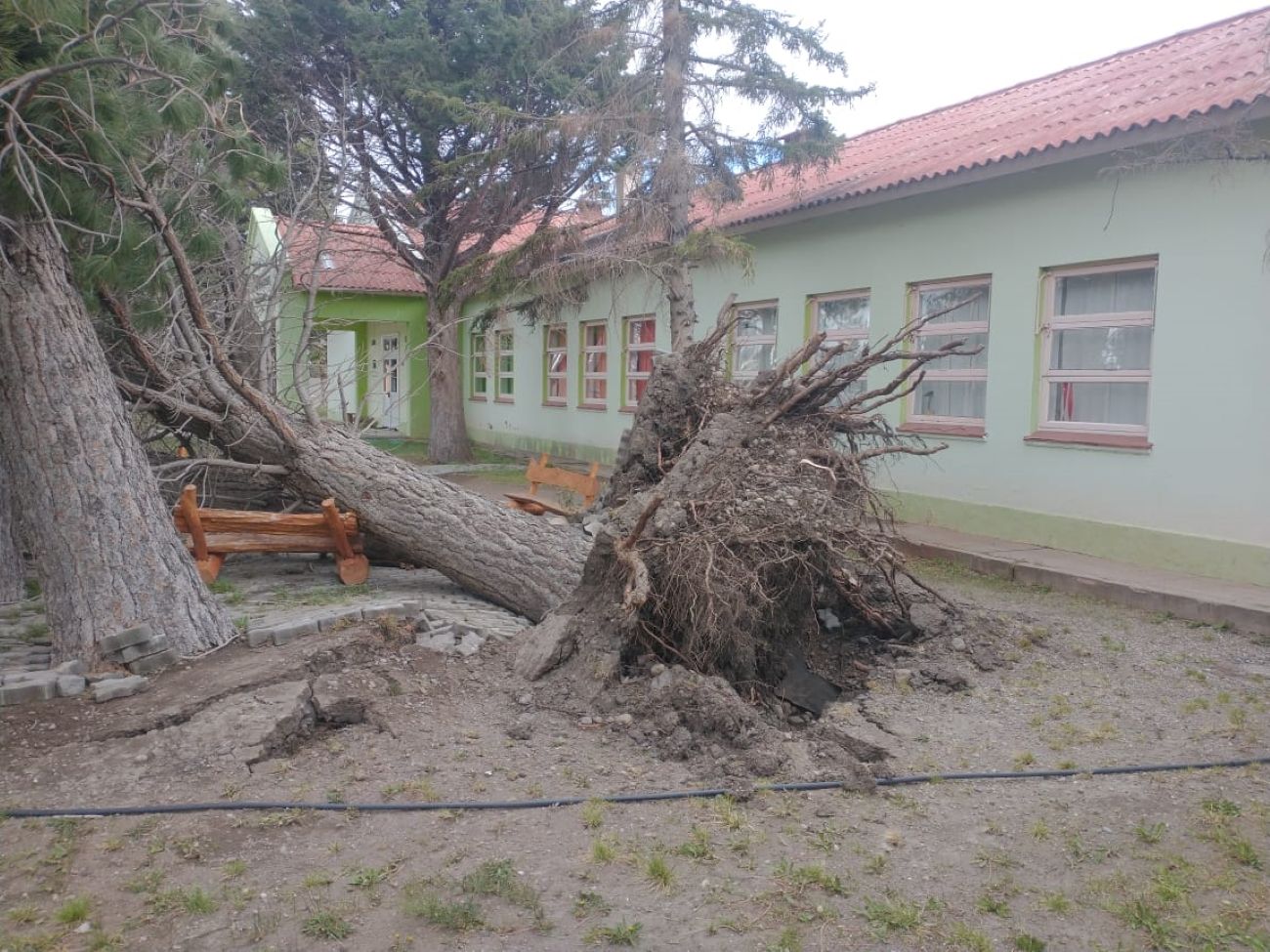 Trabajan para reparar las escuelas afectadas por el temporal (Gobierno del Chubut)