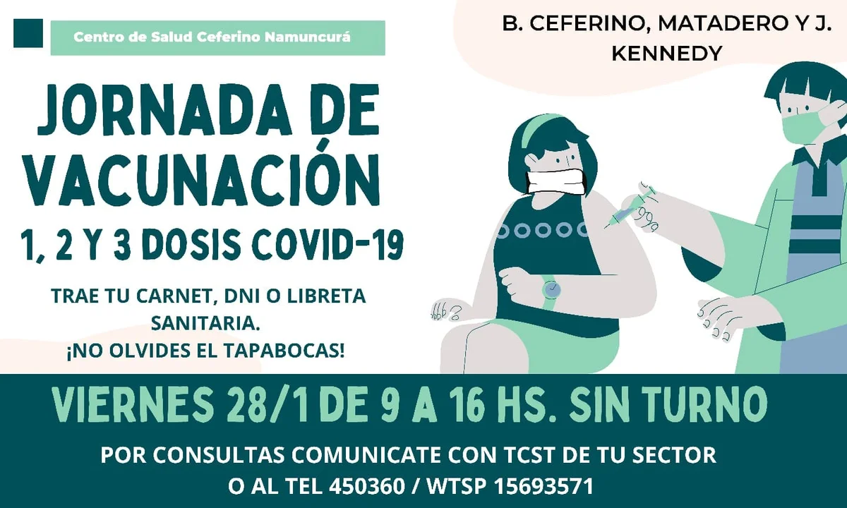 Este viernes: jornada de vacunación contra el Covid en el barrio Ceferino