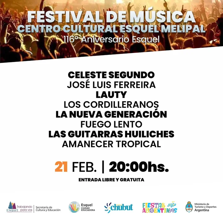 Con un festival musical, continúan los festejos del aniversario de Esquel