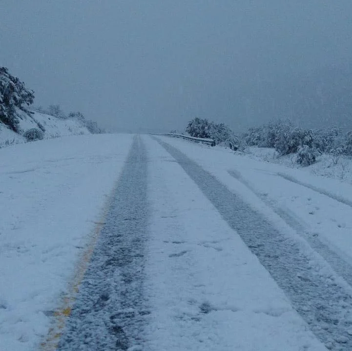 Mucha nieve entre El Bolsón y Bariloche: es obligatorio transitar con cadenas