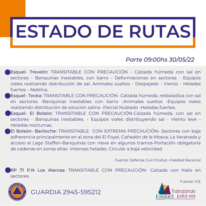 Precaución al circular: hay heladas fuertes en varias rutas