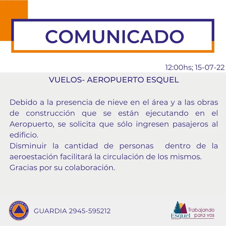 El Aeropuerto está operativo y este viernes recibirá dos vuelos