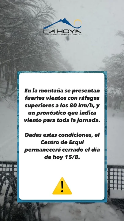 La Hoya: Por los fuertes vientos el cerro no abre este lunes