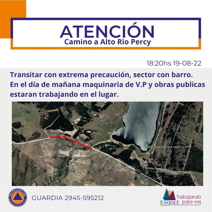 Piden transitar con Extrema Precaución en el camino a Alto Río Percy