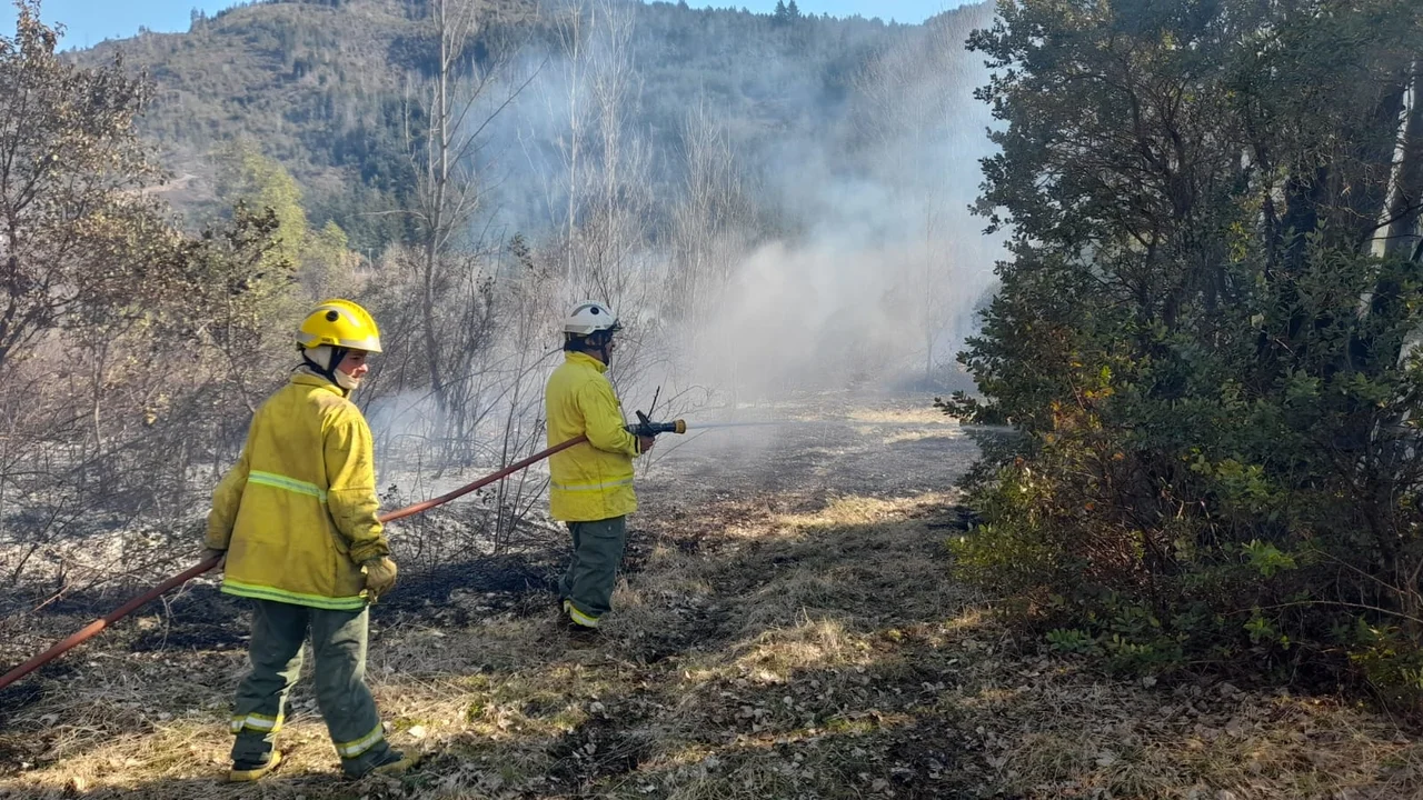 El Hoyo: Una quema descontrolada provocó un incendio de pastizales