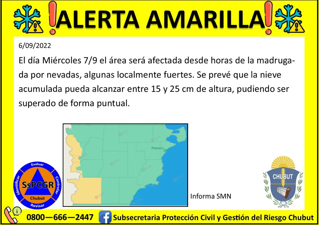 Alerta Amarilla por nevadas para este miércoles en la Cordillera