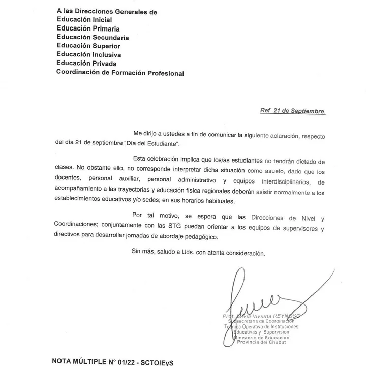 En el Día del Estudiante los docentes deberán asistir a las escuelas